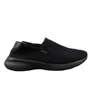 Fila Shoes Womens 9.5 Casual Slip On Sneaker Black Knit Comfort Walking Loafer